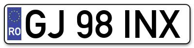 Placuta inmatriculare numar auto  GJ-98-INX, GJ 98 INX, GJ98INX