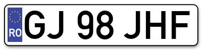 Placuta inmatriculare numar auto  GJ-98-JHF, GJ 98 JHF, GJ98JHF