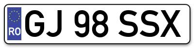 Placuta inmatriculare numar auto  GJ-98-SSX, GJ 98 SSX, GJ98SSX