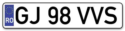 Placuta inmatriculare numar auto  GJ-98-VVS, GJ 98 VVS, GJ98VVS