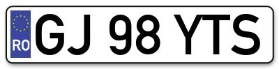 Placuta inmatriculare numar auto  GJ-98-YTS, GJ 98 YTS, GJ98YTS