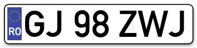 Placuta inmatriculare numar auto  GJ-98-ZWJ, GJ 98 ZWJ, GJ98ZWJ