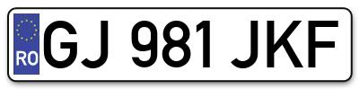 Placuta inmatriculare numar auto  GJ-981-JKF, GJ 981 JKF, GJ981JKF