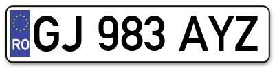 Placuta inmatriculare numar auto  GJ-983-AYZ, GJ 983 AYZ, GJ983AYZ