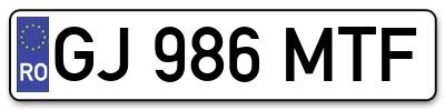 Placuta inmatriculare numar auto  GJ-986-MTF, GJ 986 MTF, GJ986MTF
