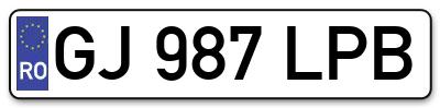 Placuta inmatriculare numar auto  GJ-987-LPB, GJ 987 LPB, GJ987LPB