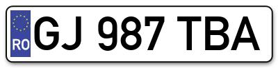 Placuta inmatriculare numar auto  GJ-987-TBA, GJ 987 TBA, GJ987TBA