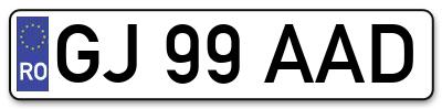 Placuta inmatriculare numar auto  GJ-99-AAD, GJ 99 AAD, GJ99AAD