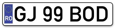 Placuta inmatriculare numar auto  GJ-99-BOD, GJ 99 BOD, GJ99BOD