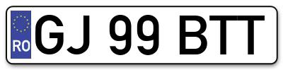 Placuta inmatriculare numar auto  GJ-99-BTT, GJ 99 BTT, GJ99BTT