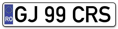 Placuta inmatriculare numar auto  GJ-99-CRS, GJ 99 CRS, GJ99CRS
