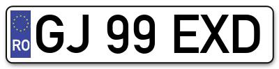 Placuta inmatriculare numar auto  GJ-99-EXD, GJ 99 EXD, GJ99EXD
