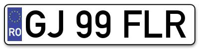 Placuta inmatriculare numar auto  GJ-99-FLR, GJ 99 FLR, GJ99FLR