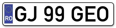 Placuta inmatriculare numar auto  GJ-99-GEO, GJ 99 GEO, GJ99GEO