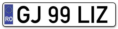 Placuta inmatriculare numar auto  GJ-99-LIZ, GJ 99 LIZ, GJ99LIZ