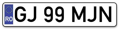 Placuta inmatriculare numar auto  GJ-99-MJN, GJ 99 MJN, GJ99MJN