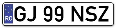Placuta inmatriculare numar auto  GJ-99-NSZ, GJ 99 NSZ, GJ99NSZ