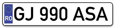 Placuta inmatriculare numar auto  GJ-990-ASA, GJ 990 ASA, GJ990ASA