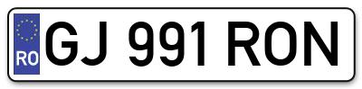 Placuta inmatriculare numar auto  GJ-991-RON, GJ 991 RON, GJ991RON