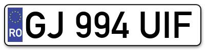 Placuta inmatriculare numar auto  GJ-994-UIF, GJ 994 UIF, GJ994UIF