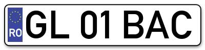 Placuta inmatriculare numar auto  GL-01-BAC, GL 01 BAC, GL01BAC