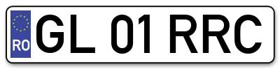 Placuta inmatriculare numar auto  GL-01-RRC, GL 01 RRC, GL01RRC