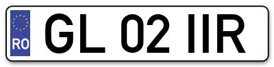 Placuta inmatriculare numar auto  GL-02-IIR, GL 02 IIR, GL02IIR
