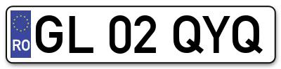 Placuta inmatriculare numar auto  GL-02-QYQ, GL 02 QYQ, GL02QYQ
