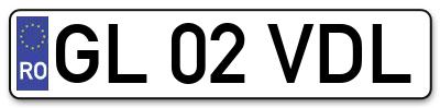 Placuta inmatriculare numar auto  GL-02-VDL, GL 02 VDL, GL02VDL