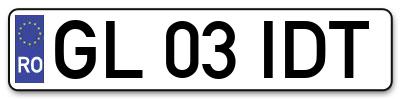 Placuta inmatriculare numar auto  GL-03-IDT, GL 03 IDT, GL03IDT