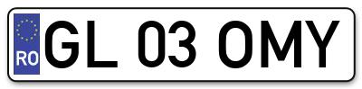 Placuta inmatriculare numar auto  GL-03-OMY, GL 03 OMY, GL03OMY