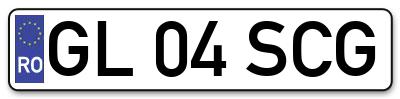 Placuta inmatriculare numar auto  GL-04-SCG, GL 04 SCG, GL04SCG
