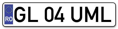 Placuta inmatriculare numar auto  GL-04-UML, GL 04 UML, GL04UML