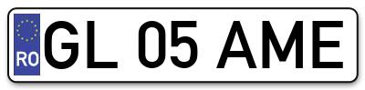 Placuta inmatriculare numar auto  GL-05-AME, GL 05 AME, GL05AME