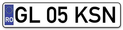 Placuta inmatriculare numar auto  GL-05-KSN, GL 05 KSN, GL05KSN