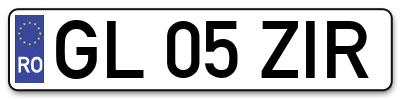 Placuta inmatriculare numar auto  GL-05-ZIR, GL 05 ZIR, GL05ZIR