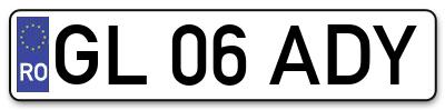 Placuta inmatriculare numar auto  GL-06-ADY, GL 06 ADY, GL06ADY