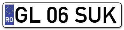Placuta inmatriculare numar auto  GL-06-SUK, GL 06 SUK, GL06SUK