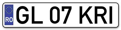 Placuta inmatriculare numar auto  GL-07-KRI, GL 07 KRI, GL07KRI