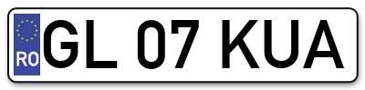 Placuta inmatriculare numar auto  GL-07-KUA, GL 07 KUA, GL07KUA