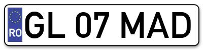 Placuta inmatriculare numar auto  GL-07-MAD, GL 07 MAD, GL07MAD