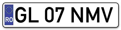 Placuta inmatriculare numar auto  GL-07-NMV, GL 07 NMV, GL07NMV