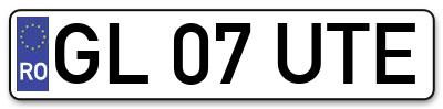 Placuta inmatriculare numar auto  GL-07-UTE, GL 07 UTE, GL07UTE