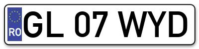 Placuta inmatriculare numar auto  GL-07-WYD, GL 07 WYD, GL07WYD