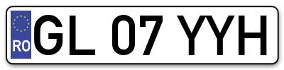 Placuta inmatriculare numar auto  GL-07-YYH, GL 07 YYH, GL07YYH