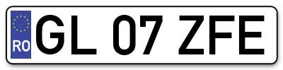 Placuta inmatriculare numar auto  GL-07-ZFE, GL 07 ZFE, GL07ZFE