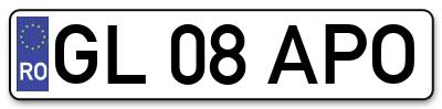 Placuta inmatriculare numar auto  GL-08-APO, GL 08 APO, GL08APO