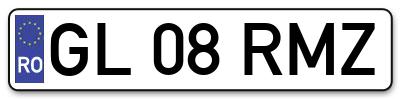 Placuta inmatriculare numar auto  GL-08-RMZ, GL 08 RMZ, GL08RMZ