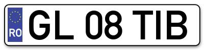 Placuta inmatriculare numar auto  GL-08-TIB, GL 08 TIB, GL08TIB