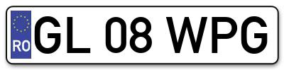 Placuta inmatriculare numar auto  GL-08-WPG, GL 08 WPG, GL08WPG
